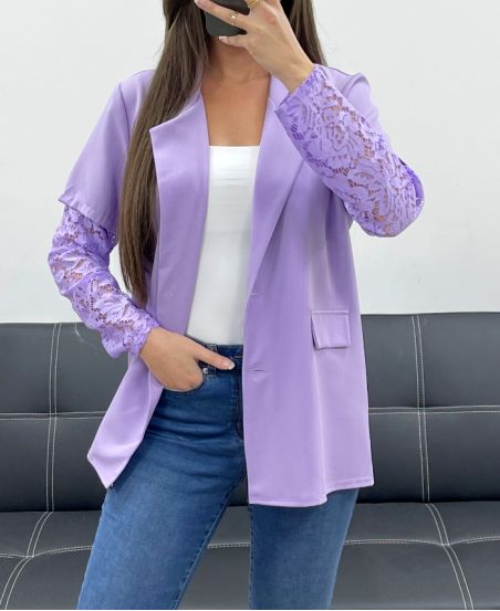 JACKE MIT SPITZENÄRMELN PE1324 LILA