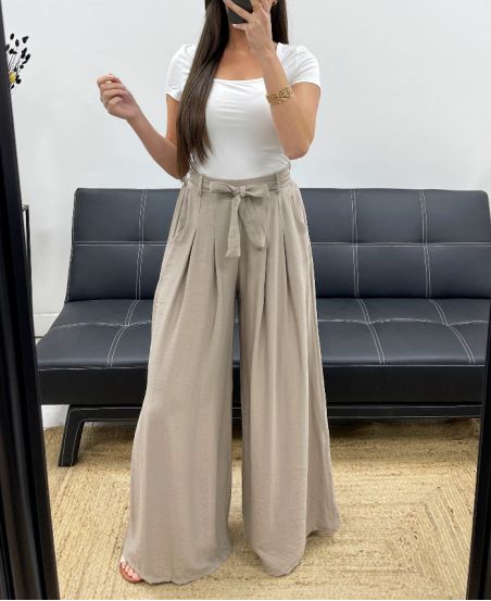 2-POCKET FLARED TROUSERS + PE1302 TAUPE WAISTBAND