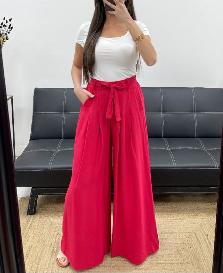 2-POCKET FLARED BROEK + PE1302 RIEM BORDEAUX ROOD