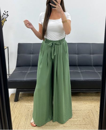 2-POCKET FLARED TROUSERS + PE1302 BELT KHAKI