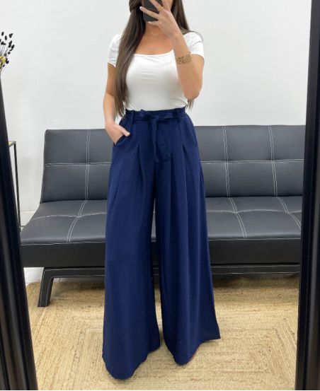 AUSGESTELLTE HOSE MIT 2 TASCHEN + PE1302 BUND MARINEBLAU