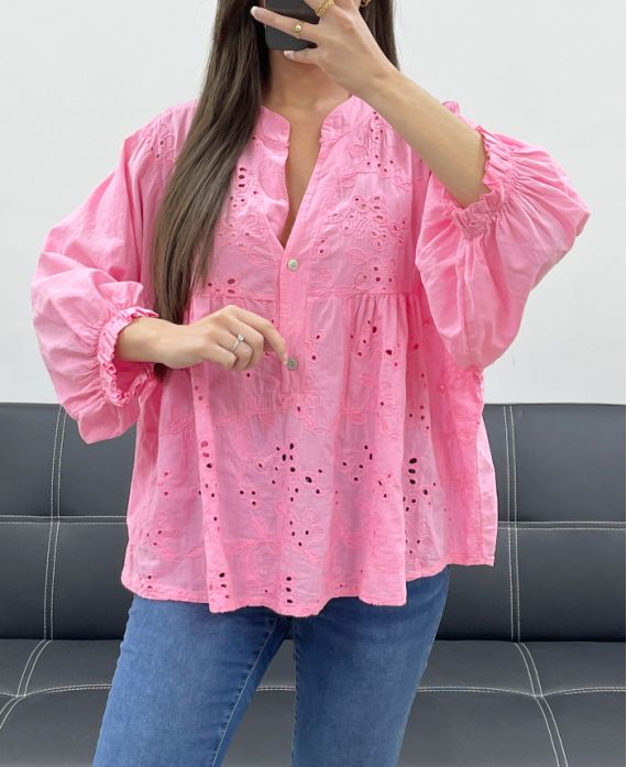 BLUSE MIT ÖSEN PE1361 ROSA