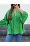 PE1361 BLUSE MIT STICKEREI IN GRÜN