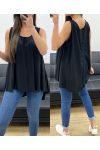 OVERSIZE-VISKOSE-TOP MIT SCHNÜRSENKELRÜCKEN PE1167 SCHWARZ