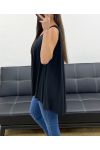 OVERSIZE-VISKOSE-TOP MIT SCHNÜRSENKELRÜCKEN PE1167 SCHWARZ
