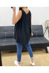 OVERSIZE-VISKOSE-TOP MIT SCHNÜRSENKELRÜCKEN PE1167 SCHWARZ