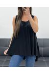 OVERSIZE-VISKOSE-TOP MIT SCHNÜRSENKELRÜCKEN PE1167 SCHWARZ