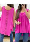 TOP DE VISCOSA CON ESPALDA DE ENCAJE OVERSIZE PE1167 FUSHIA