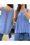 TOP OVERSIZE DE VISCOSA CON ESPALDA DE ENCAJE PE1167 BLUE JEANS