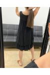 LAYERED EYELET DRESS PE709 BLACK