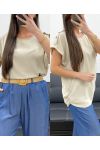 FLOWING SHOULDER TOP WITH BUTTONS PE1214 BEIGE