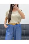 FLIESSENDER OBERTEIL MIT SCHULTERN UND KNÖPFEN PE1214 BEIGE