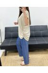 FLIESSENDER OBERTEIL MIT SCHULTERN UND KNÖPFEN PE1214 BEIGE