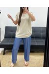 FLIESSENDER OBERTEIL MIT SCHULTERN UND KNÖPFEN PE1214 BEIGE