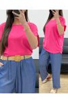 TOP DE HOMBROS FLUIDO CON BOTONES PE1214 FUSHIA