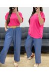 TOP DE HOMBROS FLUIDO CON BOTONES PE1214 FUSHIA