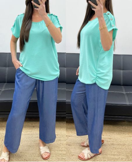 TOP DE HOMBROS FLUIDOS CON BOTONES PE1214 PASTEL