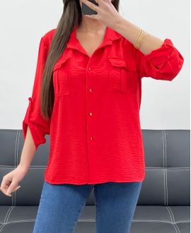 CHEMISE 2 POCHES PE207 ROUGE