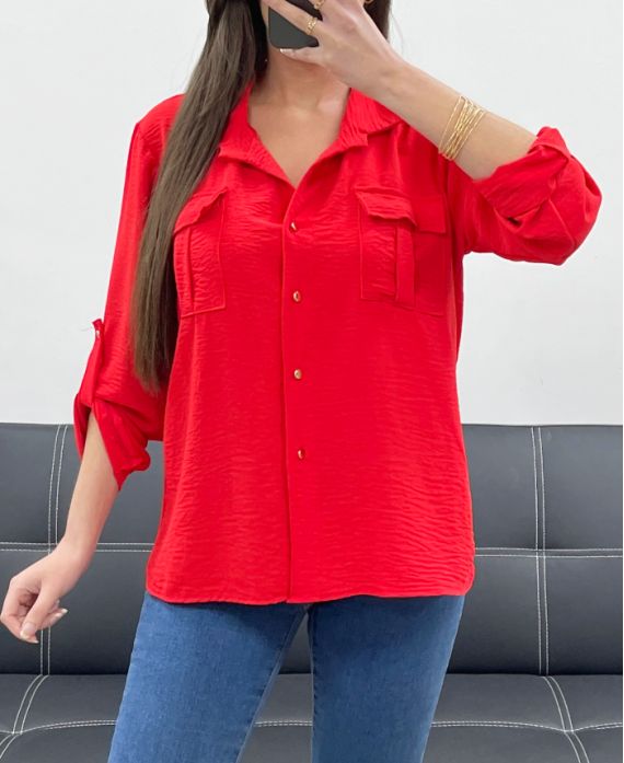 2-POCKET OVERHEMD PE207 ROOD