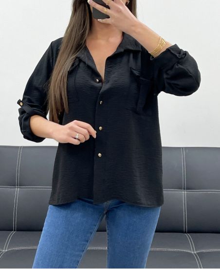 CHEMISE 2 POCHES PE207 NOIR