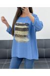 PE0400 LOCKERES VISKOSE-BEFLOCKUNGSOBERTEIL BLAUE JEANS