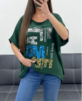 PE1368 TOP FLOCADO SUELTO VERDE