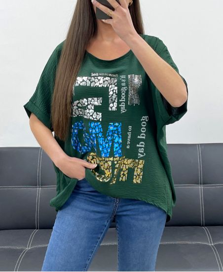 PE1368 TOP FLOCADO SUELTO VERDE