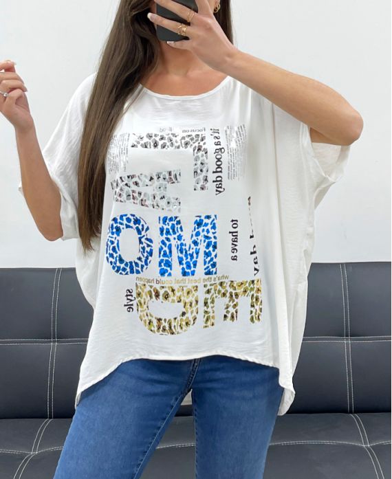PE1368 LOOSE FLOCKING TOP WHITE