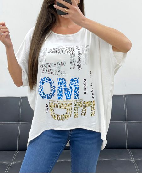 PE1368 LOOSE FLOCKING TOP WHITE