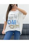 PE1368 LOOSE FLOCKING TOP WHITE