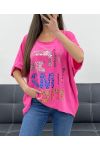 PE1368 FUSHIA TOP FLOCADO SUELTO
