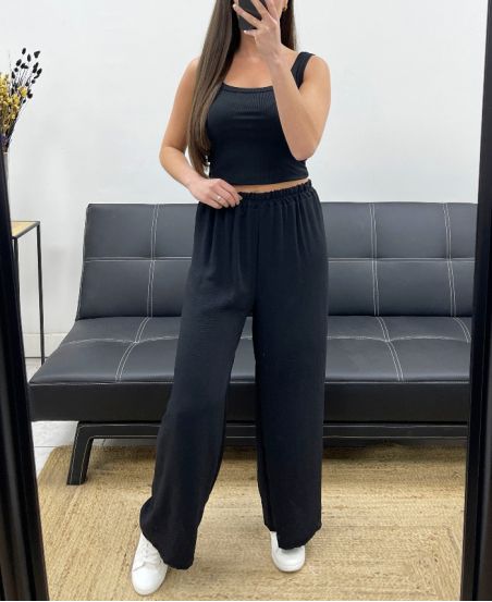 PANTALONI PE1667 FLOWING NERO