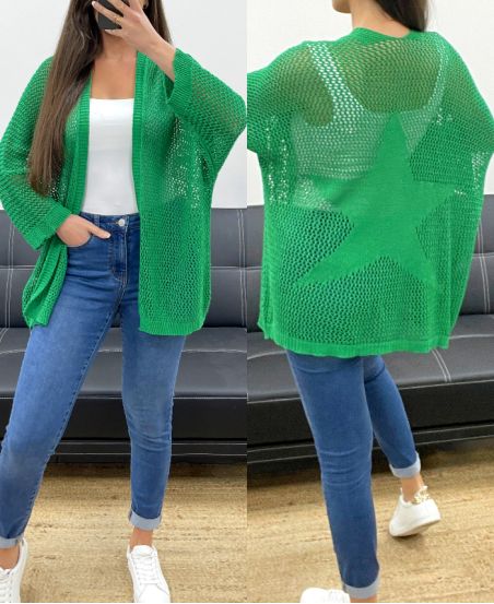 GILET MAILLE DOS ETOILE PE1620 VERT