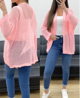 GILET MAILLE DOS ETOILE PE1620 ROSE