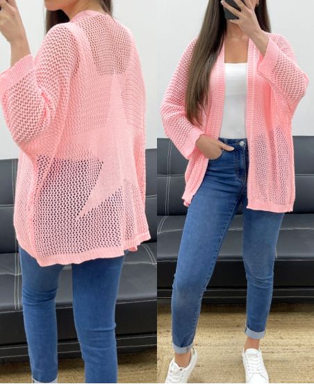 GILET MAILLE DOS ETOILE PE1620 ROSE