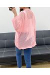 GILET MAILLE DOS ETOILE PE1620 ROSE