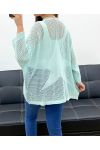 GILET MAILLE DOS ETOILE PE1620 VERT PASTEL