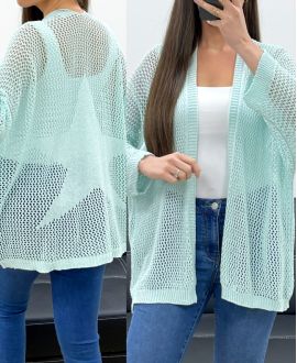 GILET MAILLE DOS ETOILE PE1620 VERT PASTEL