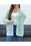 GILET MAILLE DOS ETOILE PE1620 VERT PASTEL