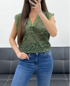 TOP DE ENCAJE PE1283 KAKI