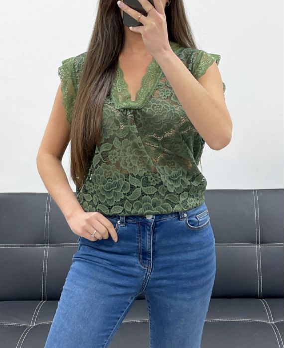 TOP DE ENCAJE PE1283 KAKI