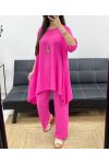 3-TEILIGES TUNIKA-SET + HOSE + KRAGEN PE1638 FUSHIA
