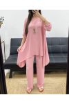 3-TEILIGES TUNIKA-SET + HOSE + HALSKETTE PE1638 PINK