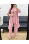 3-TEILIGES TUNIKA-SET + HOSE + HALSKETTE PE1638 PINK