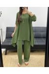 3-PIECE SET TUNIC + PANTS + COLLAR PE1638 KAKI