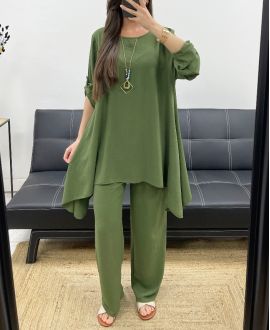 3-DELIGE SET TUNIEK + BROEK + KRAAG PE1638 KAKI