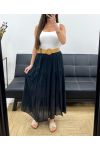 ROCK AUS BAUMWOLLCHIFFON MIT FUTTER + GÜRTEL PE1660 SCHWARZ