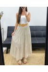 ROCK AUS BAUMWOLLCHIFFON MIT FUTTER + PE1660 BEIGE GÜRTEL