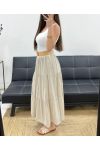 ROCK AUS BAUMWOLLCHIFFON MIT FUTTER + PE1660 BEIGE GÜRTEL