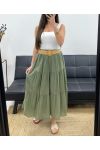 ROCK AUS BAUMWOLLMUSSELIN MIT FUTTER + GÜRTEL PE1660 KHAKI